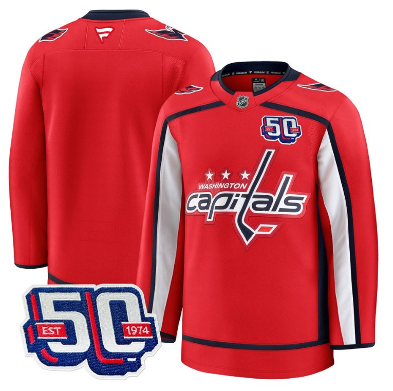 Men Team Jersey Washington Capitals 50th Anniversary Stitched Red