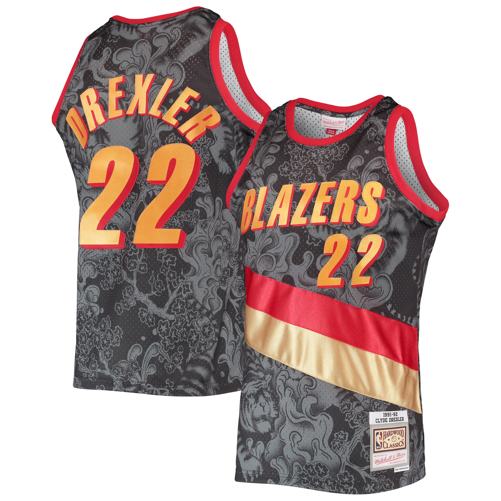 Clyde Drexler Portland Trail Blazers Mitchell & Ness Hardwood Classics 1991\/92 Lunar New Year Swingman Jersey - Black