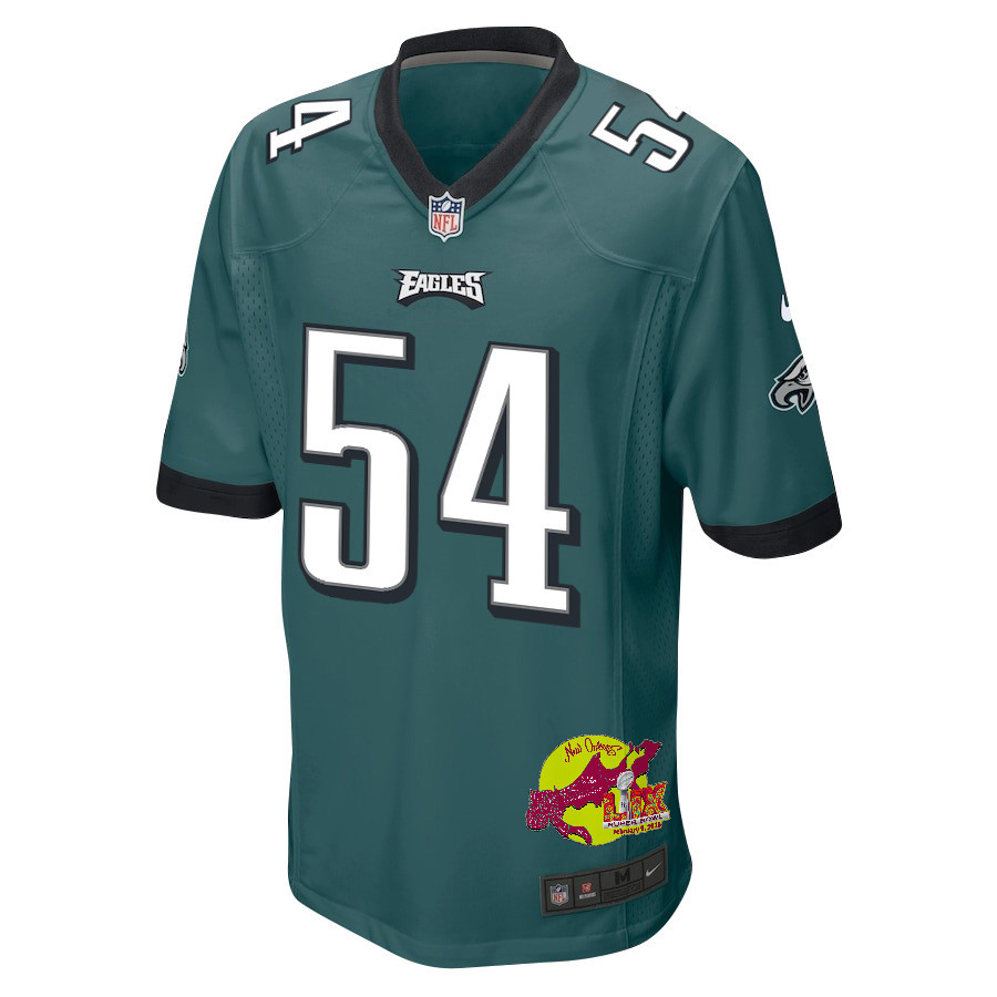 Jeremiah Trotter Jr. 54 Philadelphia Eagles Super Bowl LIX New Orleans Patch Game Men Jersey - Midnight Green