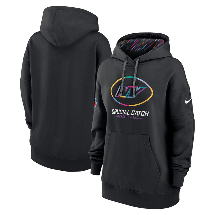 New York Jets Women's 2024 Crucial Catch Club Pullover Hoodie - Black