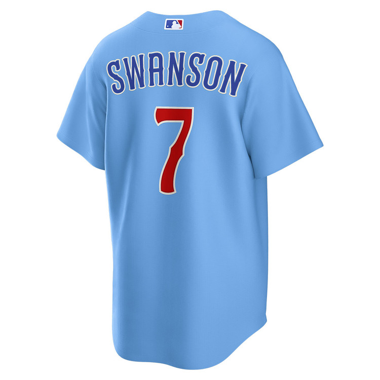Dansby Swanson Chicago Cubs Blues Alternate Jersey