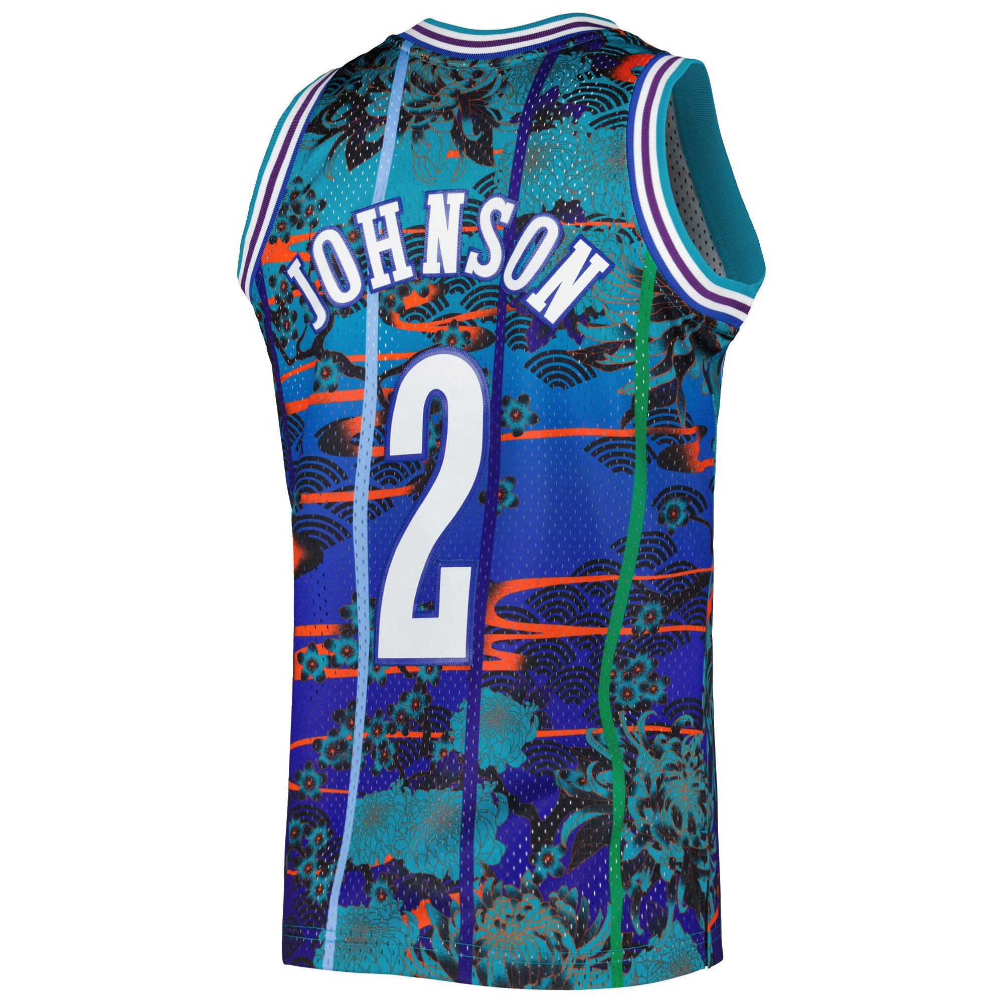 Larry Johnson Charlotte Hornets Mitchell & Ness 1992\/93 Hardwood Classics Lunar New Year Swingman Jersey - Teal