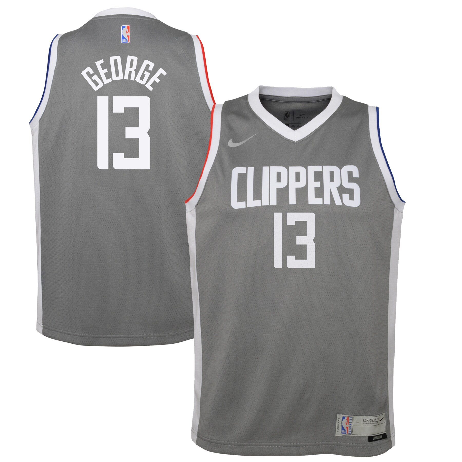 Paul George LA Clippers Youth 2020\/21 Swingman Player Jersey Gray - Earned Edition