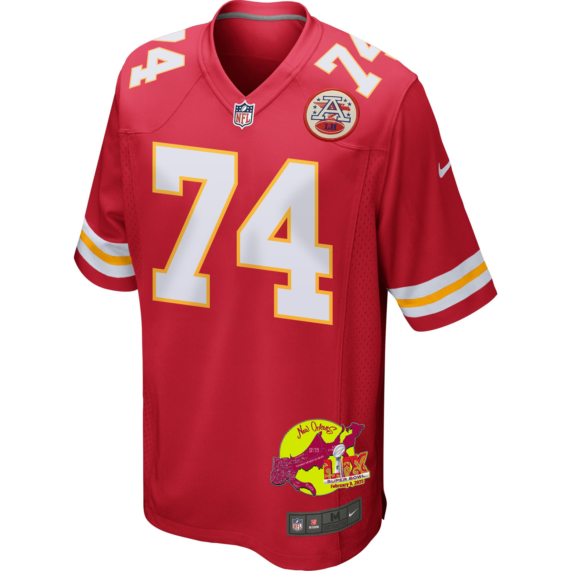 Jawaan Taylor 74 Kansas City Chiefs Super Bowl LIX New Orleans Patch Game Men Jersey - Red