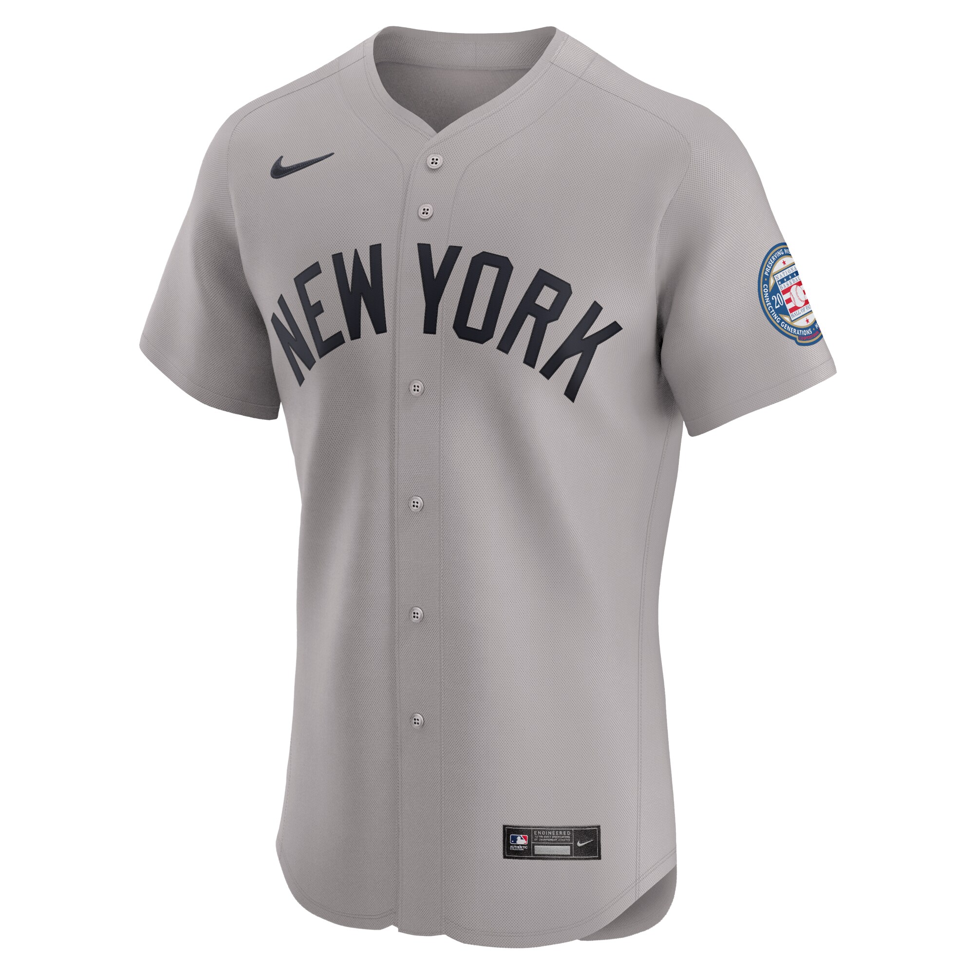 Derek Jeter New York Yankees Road 2020 Hall of Fame Induction Patch Elite Player Jersey - Gray