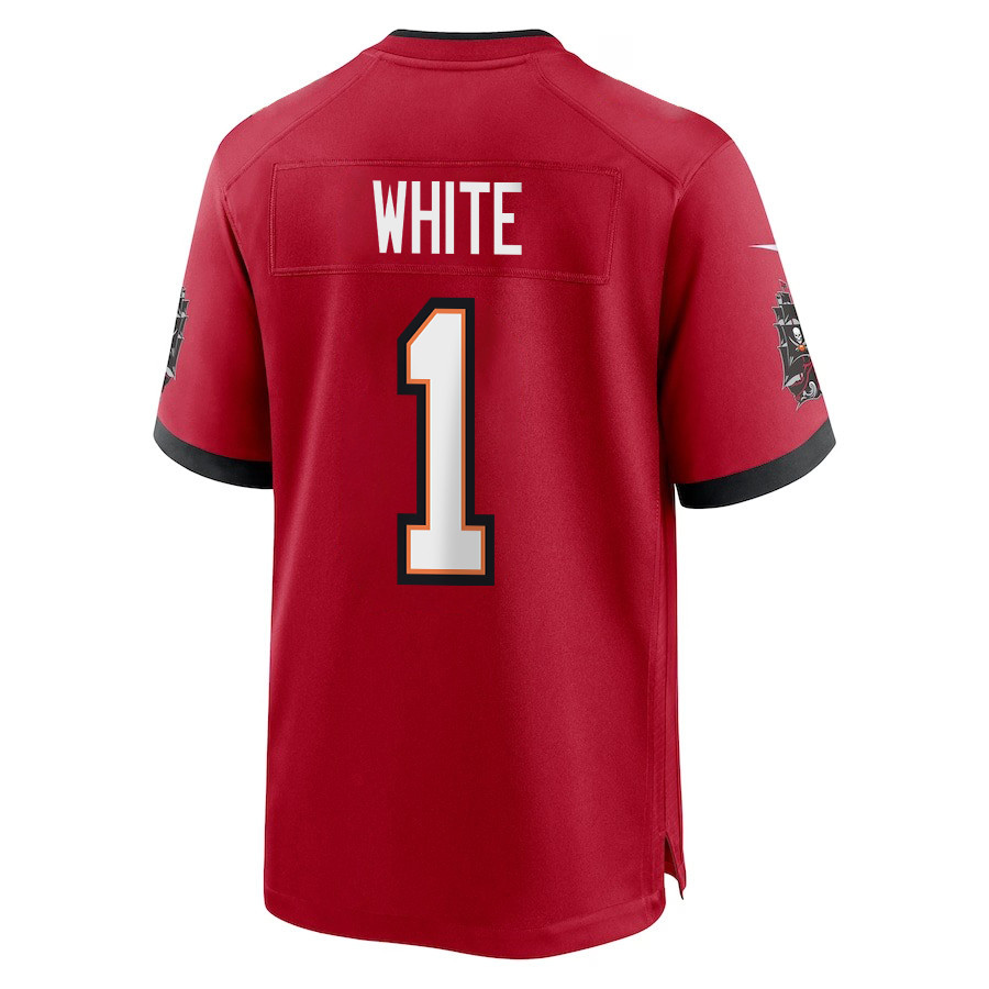 Rachaad White 1 Tampa Bay Buccaneers Super Bowl LIX New Orleans Patch Game Men Jersey - Red