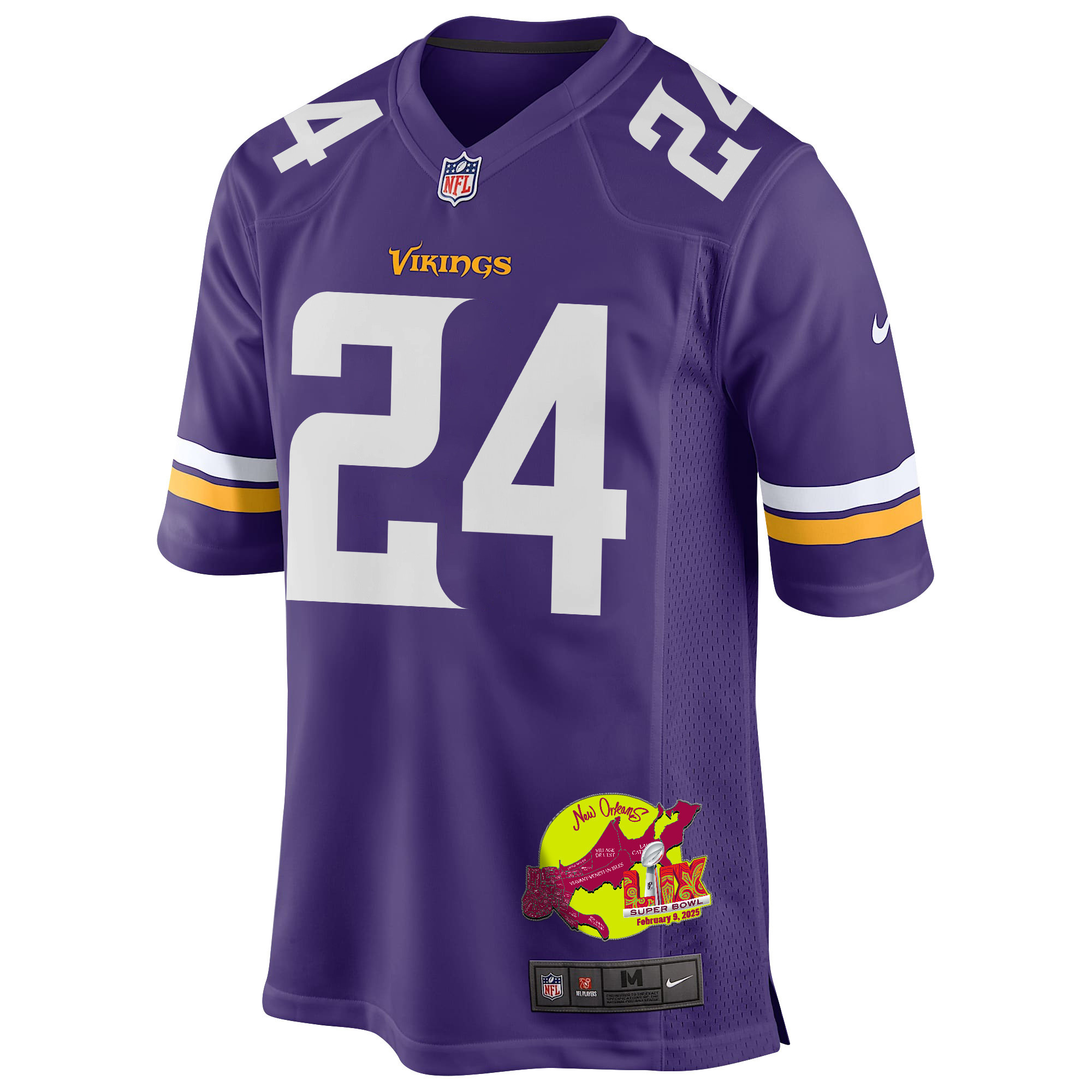 Camryn Bynum 24 Minnesota Vikings Super Bowl LIX New Orleans Patch Game Men Jersey - Purple