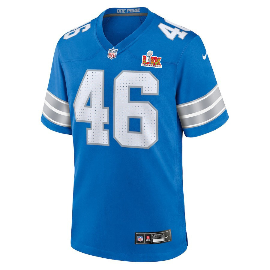 Jack Campbell #46 Detroit Lions Super Bowl LIX Jersey - Men's - Blue