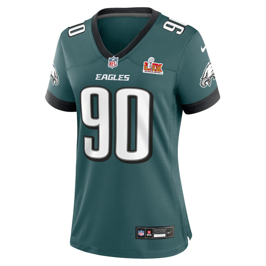 Jordan Davis #90 Philadelphia Eagles Super Bowl LIX Women's Jersey - Midnight Green
