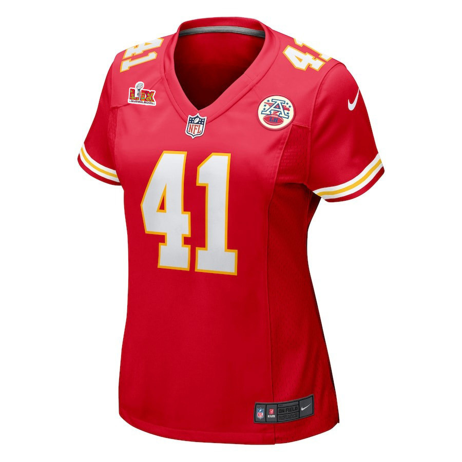 James Winchester #41 Kansas City Chiefs Super Bowl LIX Women's Jersey - Red