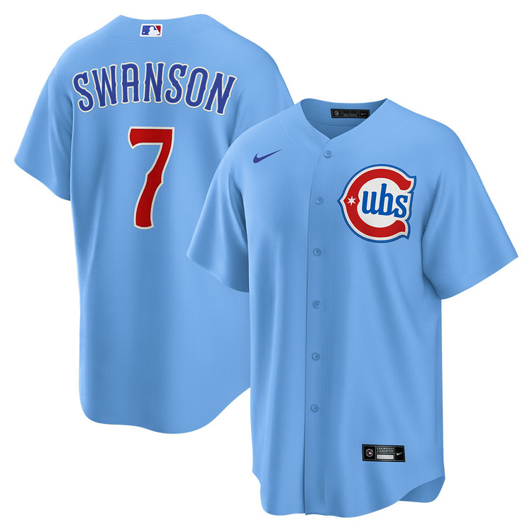 Dansby Swanson Chicago Cubs Blues Alternate Jersey