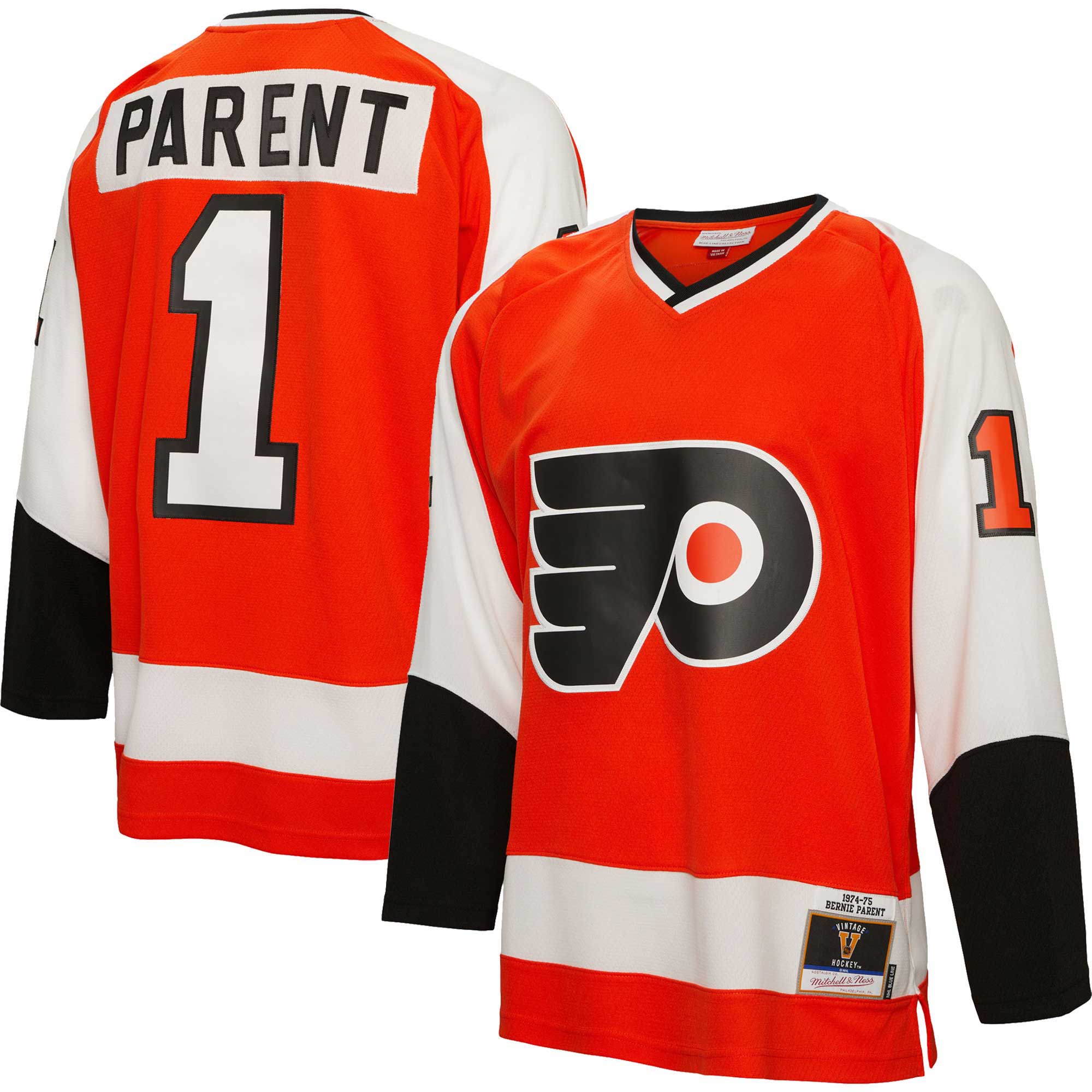Bernie Parent Philadelphia Flyers Mitchell & Ness 1974\/75 Blue Line Player Jersey - Orange