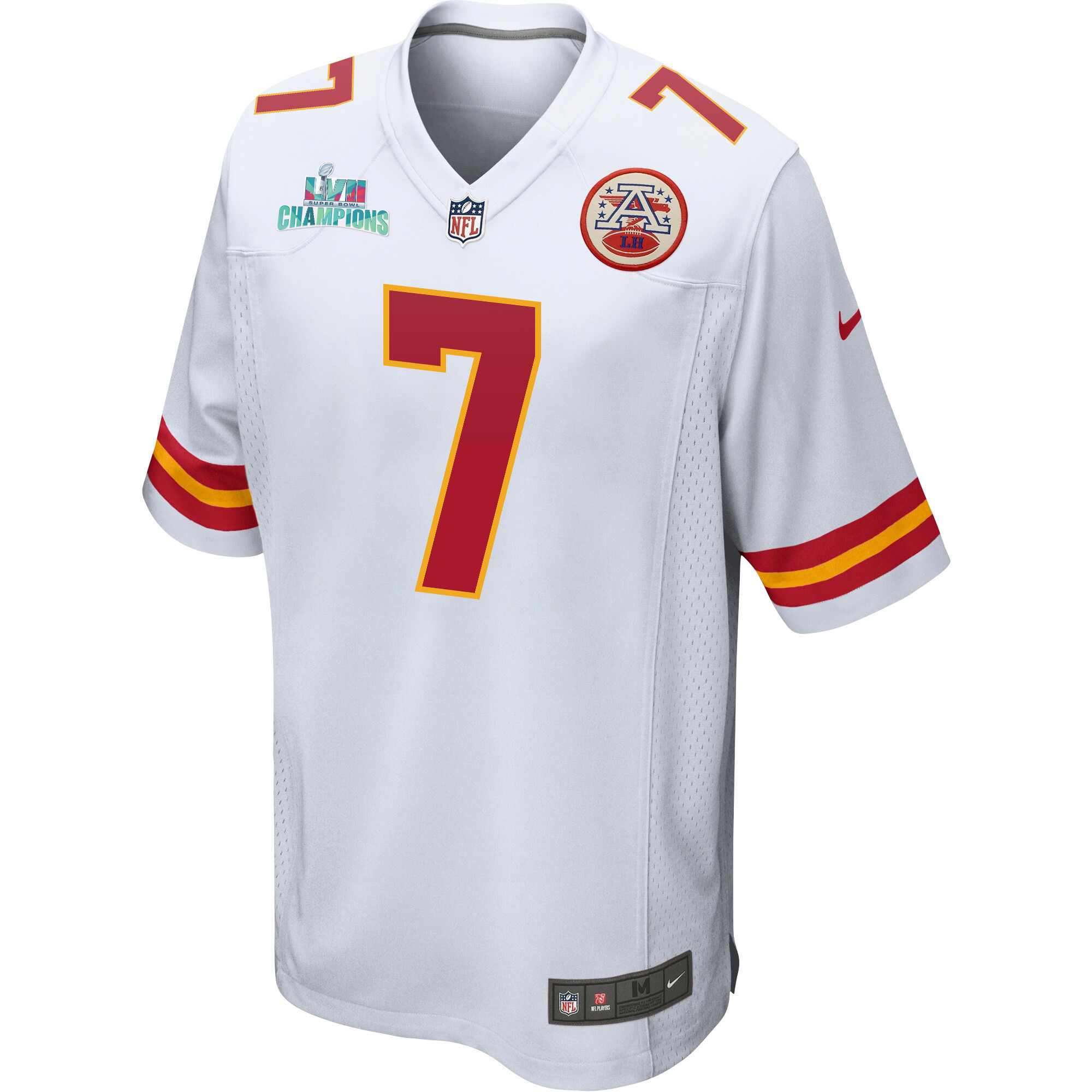 Harrison Butker 7 Kansas City Chiefs Super Bowl LVII Champions Men Game Jersey - White