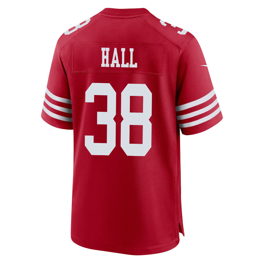 Kemon Hall 38 San Francisco 49ers Super Bowl LVIII Patch Game Men Jersey - Scarlet
