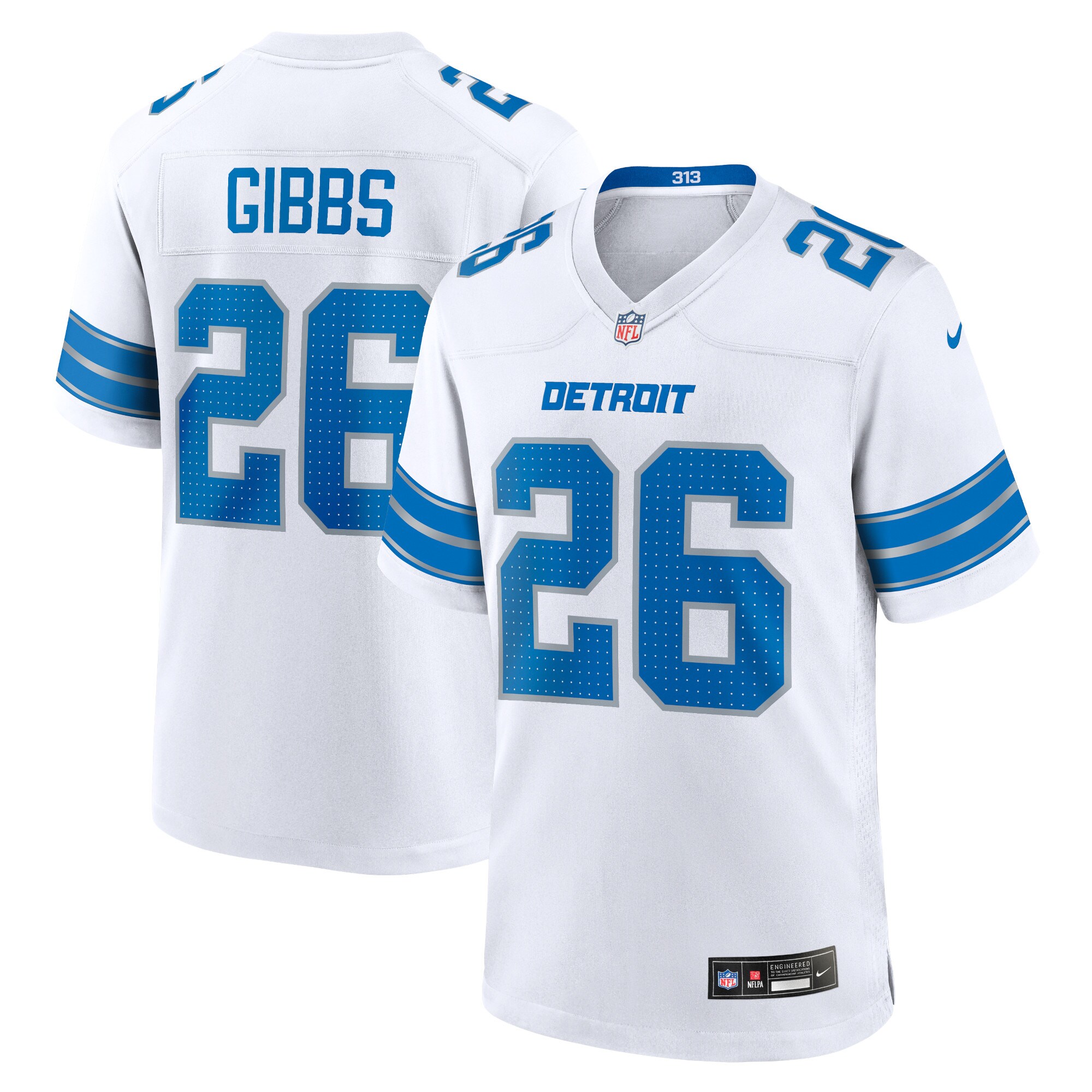 Jahmyr Gibbs Detroit Lions  Game Jersey - White