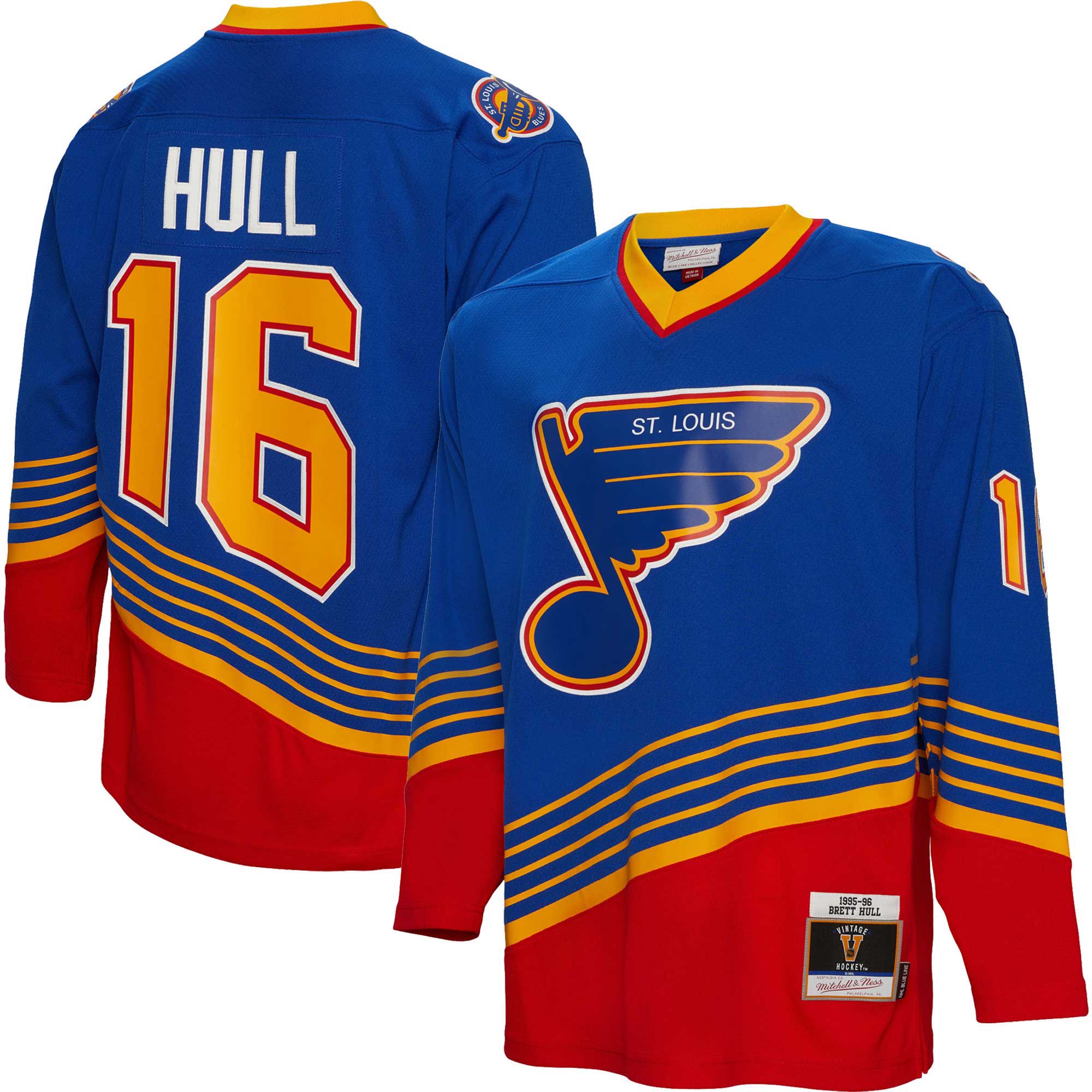 Brett Hull St. Louis Blues Mitchell & Ness 1995\/96 Blue Line Player Jersey - Blue