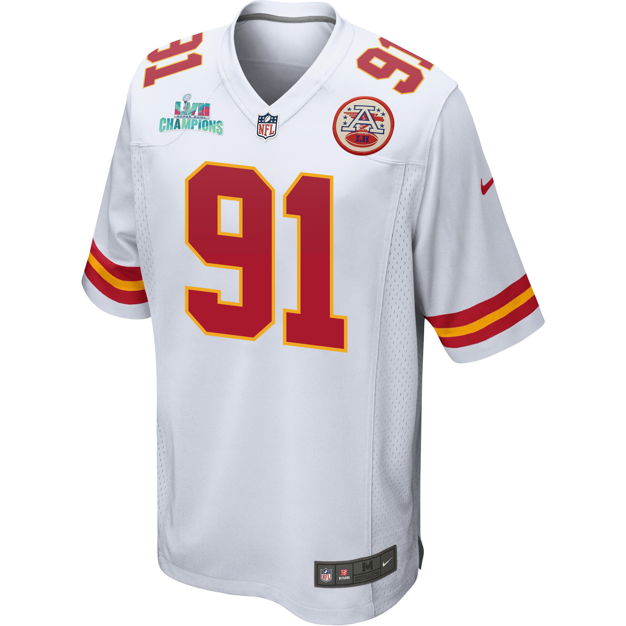 Derrick Nnadi 91 Kansas City Chiefs Super Bowl LVII Champions Men Game Jersey - White