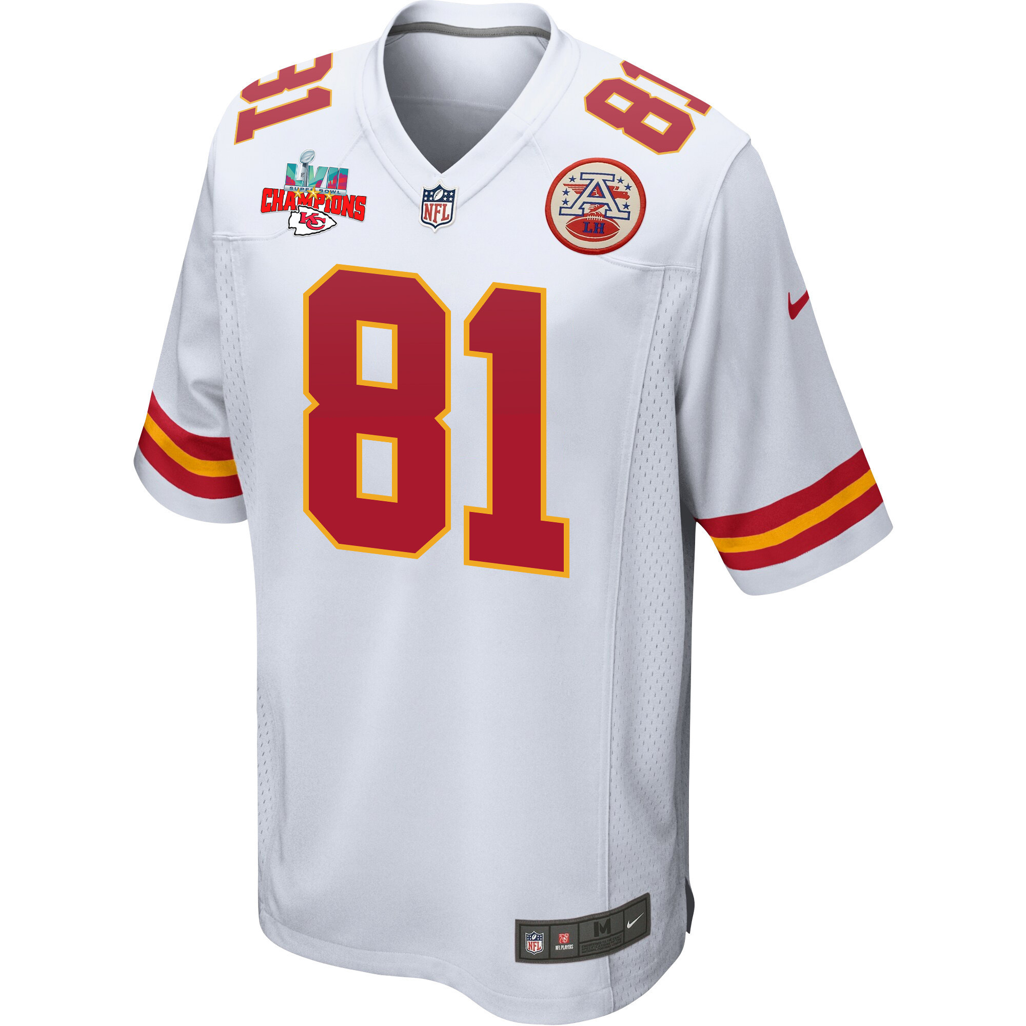 Blake Bell 81 Kansas City Chiefs Super Bowl LVII Champions 3 Stars Men Game Jersey - White