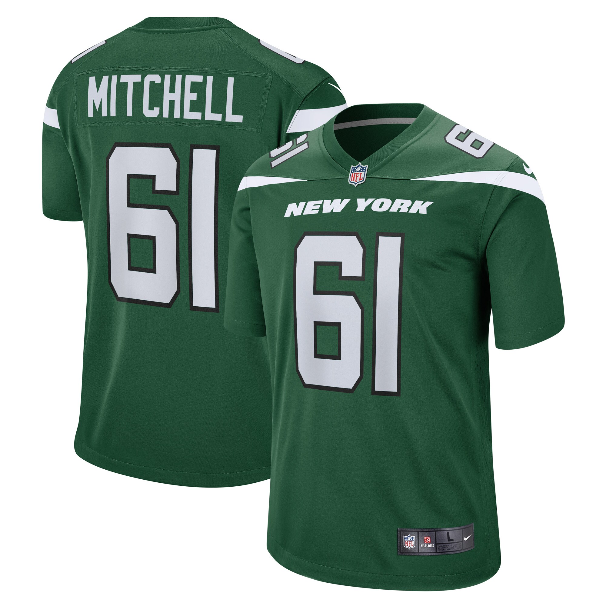 Max Mitchell New York Jets  Game Player Jersey - Gotham Green