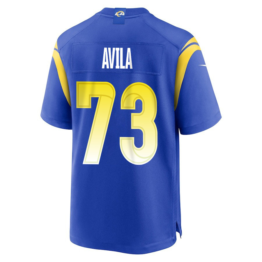 Steve Avila 73 Los Angeles Rams Super Bowl LIX New Orleans Patch Game Men Jersey - Royal