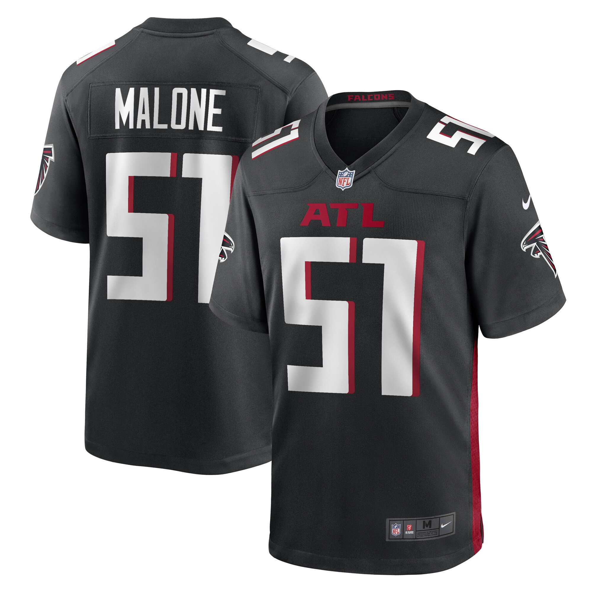 DeAngelo Malone Atlanta Falcons  Game Player Jersey - Black