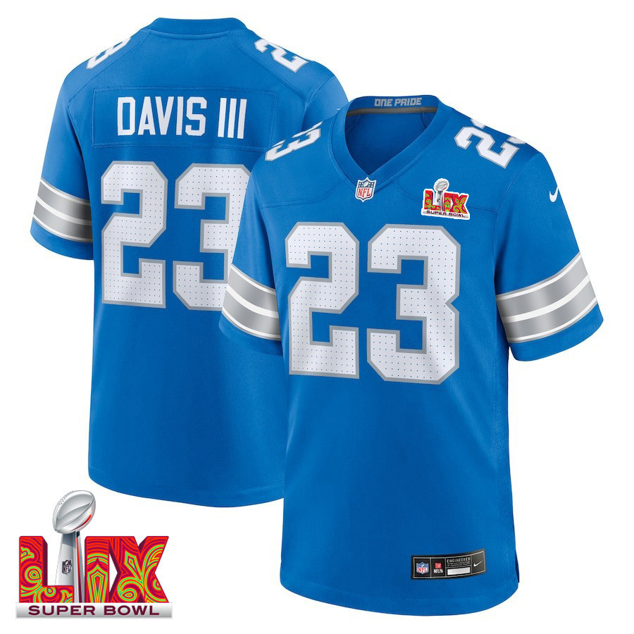 Carlton Davis #23 Detroit Lions Super Bowl LIX Jersey - Men's - Blue
