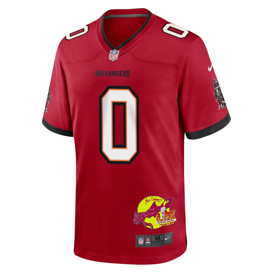 Yaya Diaby 0 Tampa Bay Buccaneers Super Bowl LIX New Orleans Patch Game Men Jersey - Red
