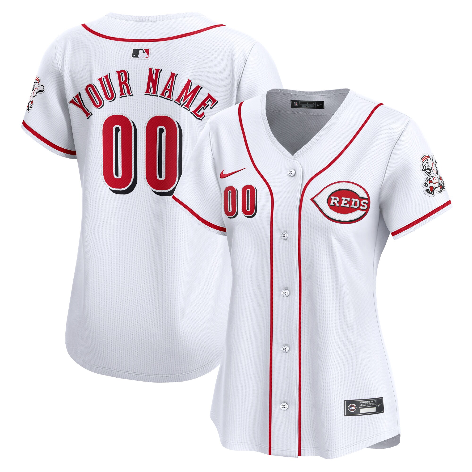 Cincinnati Reds  Women's Home Limited Custom Jersey - White
