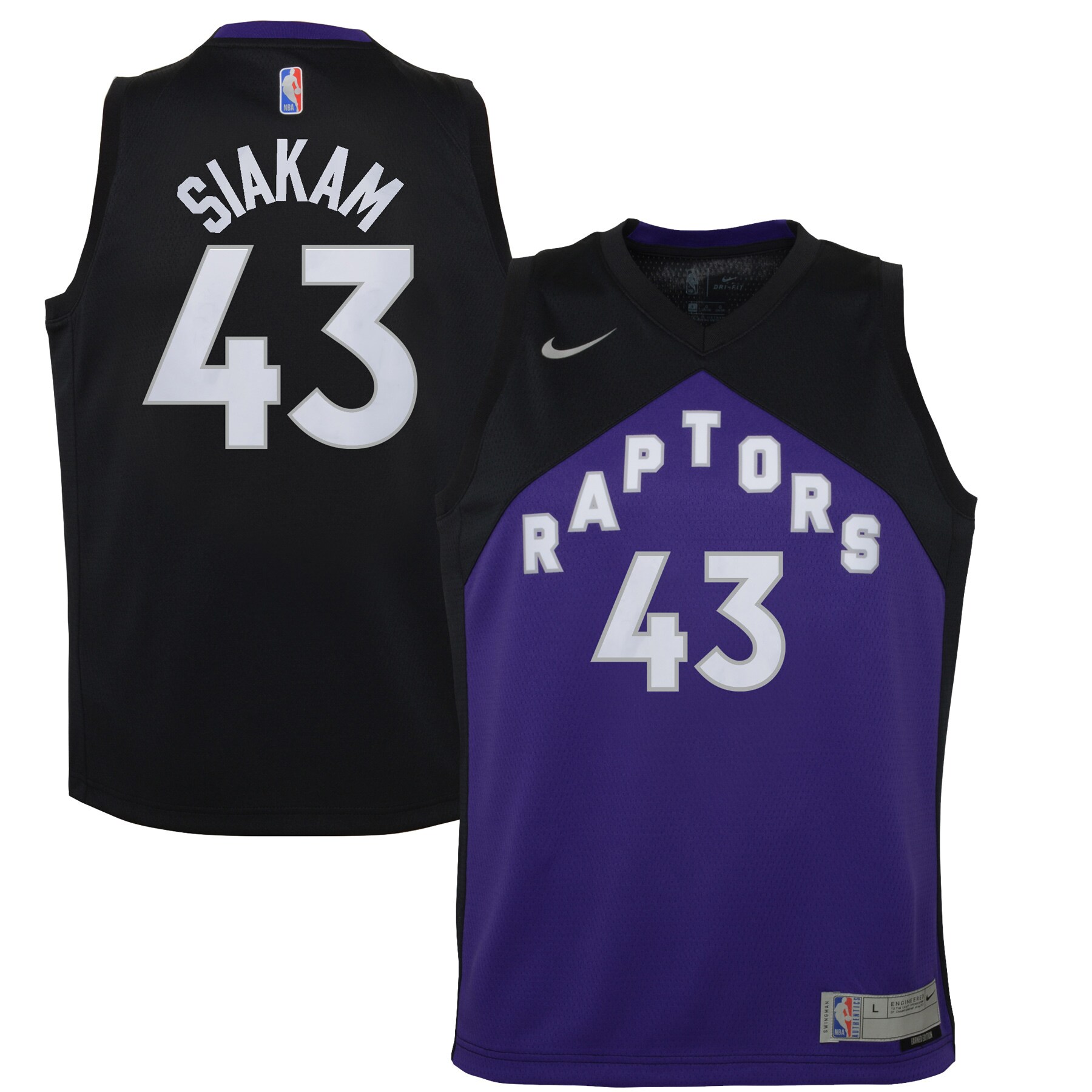 Pascal Siakam Toronto Raptors Youth 2020\/21 Swingman Player Jersey Black\/Purple - Earned Edition