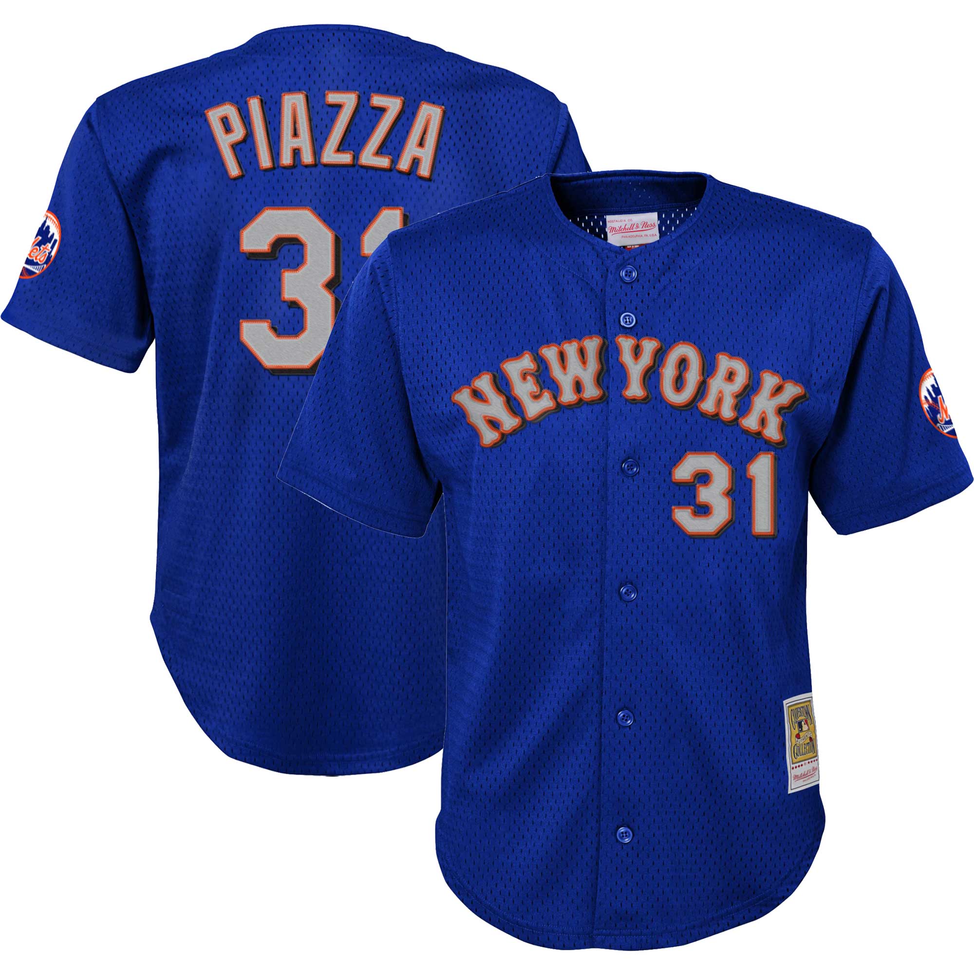 Mike Piazza New York Mets Mitchell & Ness Youth Cooperstown CollectionMesh Batting Practice Jersey - Royal