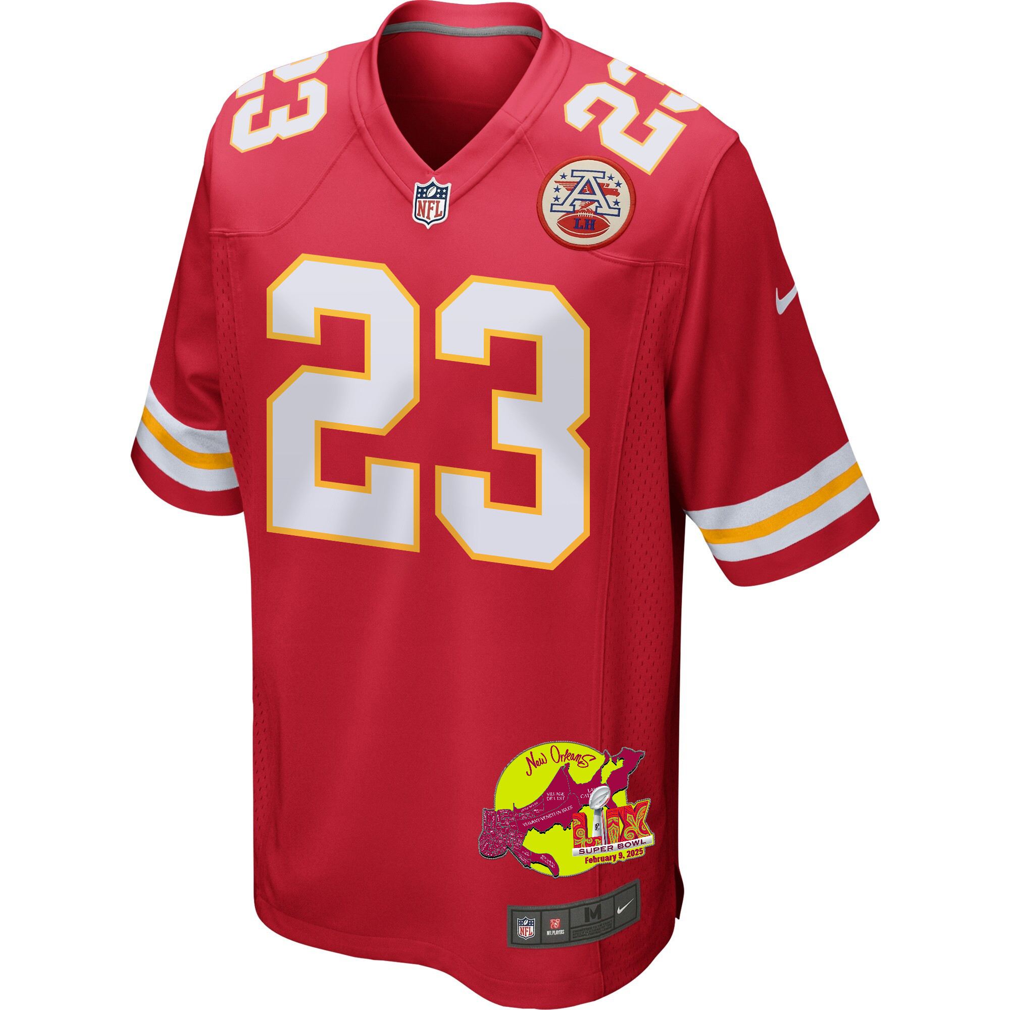 Drue Tranquill 23 Kansas City Chiefs Super Bowl LIX New Orleans Patch Game Men Jersey - Red
