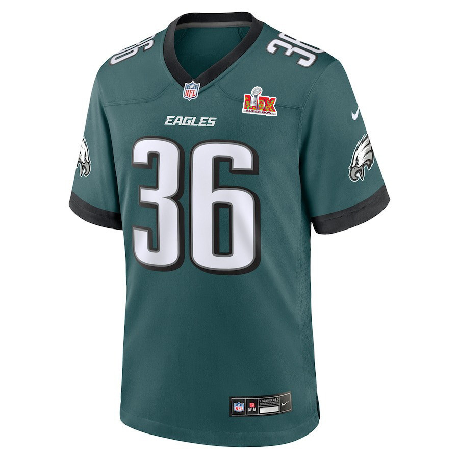 Tristin McCollum #36 Philadelphia Eagles Super Bowl LIX Jersey - Men's - Midnight Green