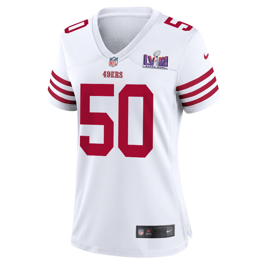Jalen Graham 50 San Francisco 49ers Super Bowl LVIII Patch Game Women Jersey - White