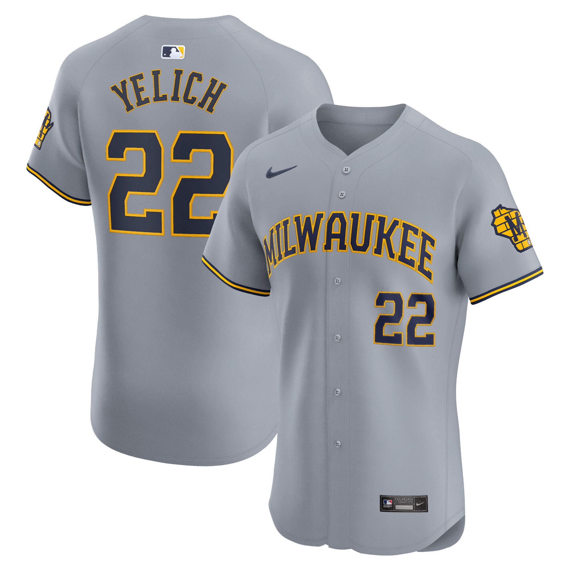 Christian Yelich Milwaukee Brewers  Road Elite Player Jersey - Gray