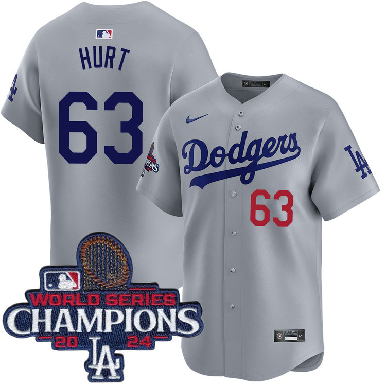 Kyle Hurt Los Angeles Dodgers Alternate Road Limited World Series Champions Jersey