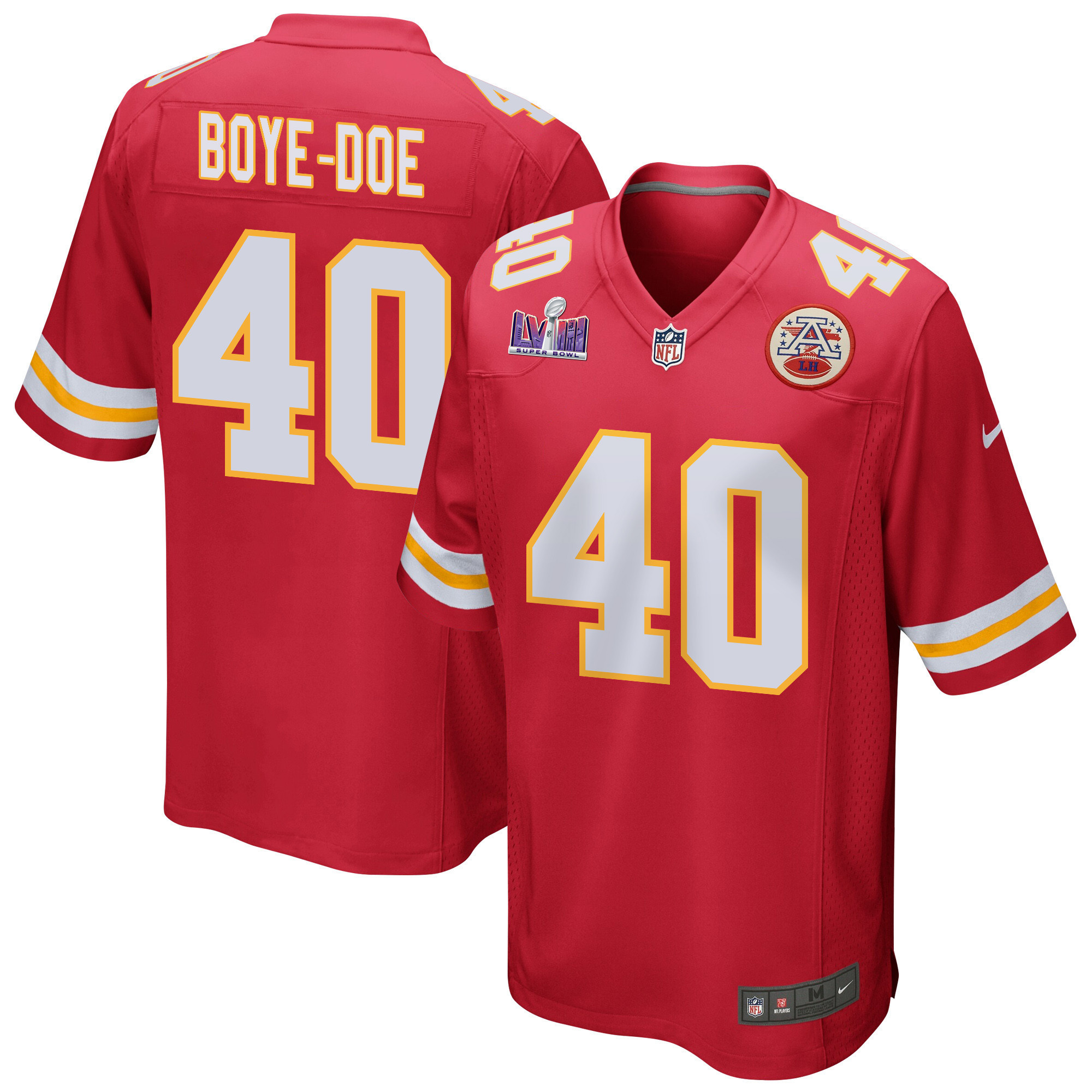 Ekow Boye-Doe 40 Kansas City Chiefs Super Bowl LVIII Patch Game Men Jersey - Red