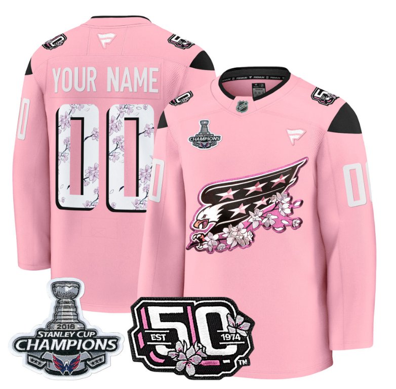 Washington Capitals Jersey 50th Anniversary & 2018 Stanley Cup Champions Patch Cherry Blossom