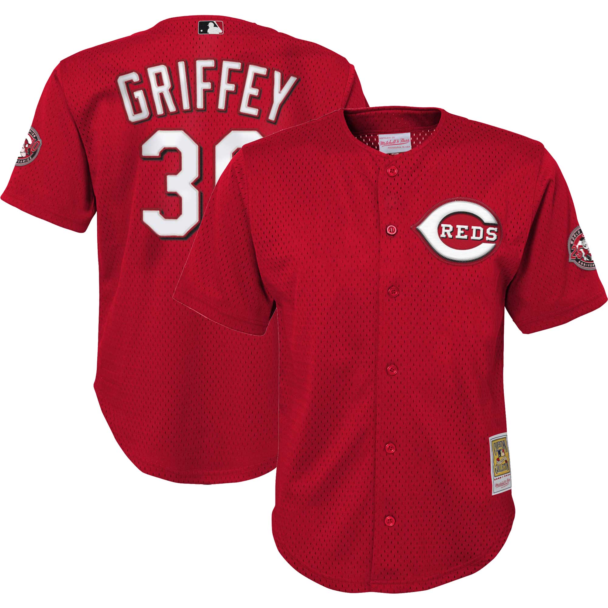 Ken Griffey Jr. Cincinnati Reds Mitchell & Ness Youth Cooperstown CollectionMesh Batting Practice Jersey - Red