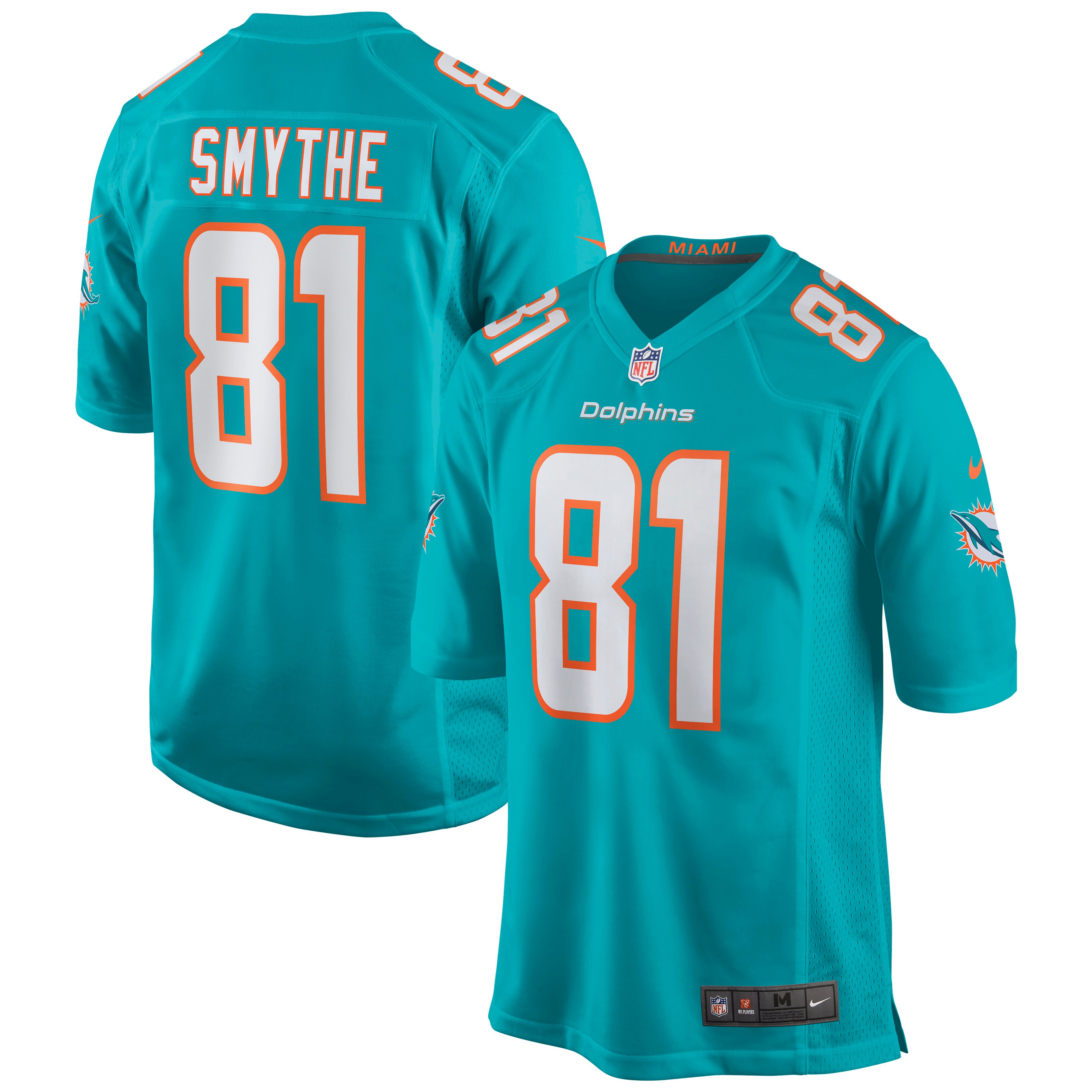 Durham Smythe Miami Dolphins  Game Jersey - Aqua