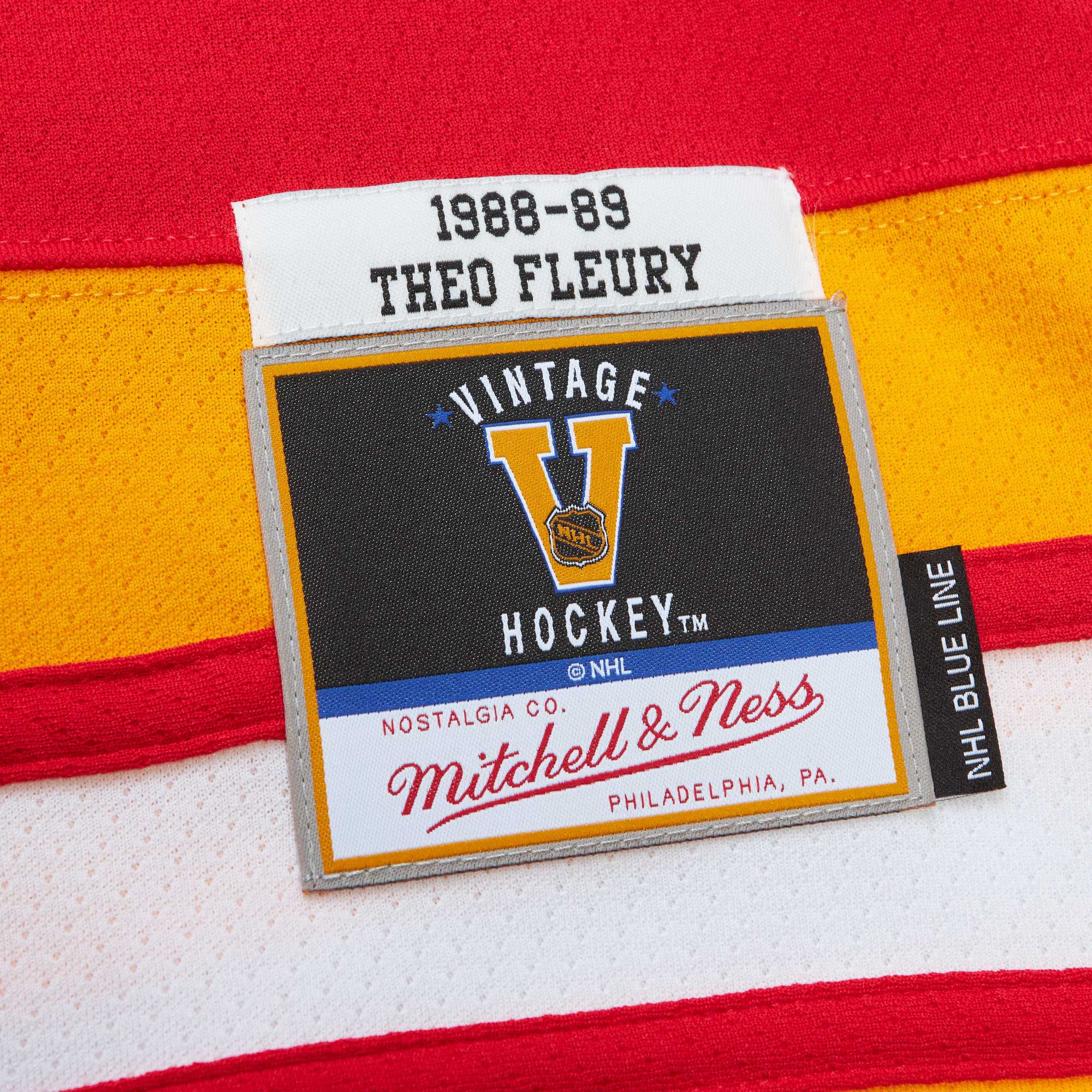 Theoren Fleury Calgary Flames Mitchell & Ness  1988\/89 Blue Line Player Jersey - Red
