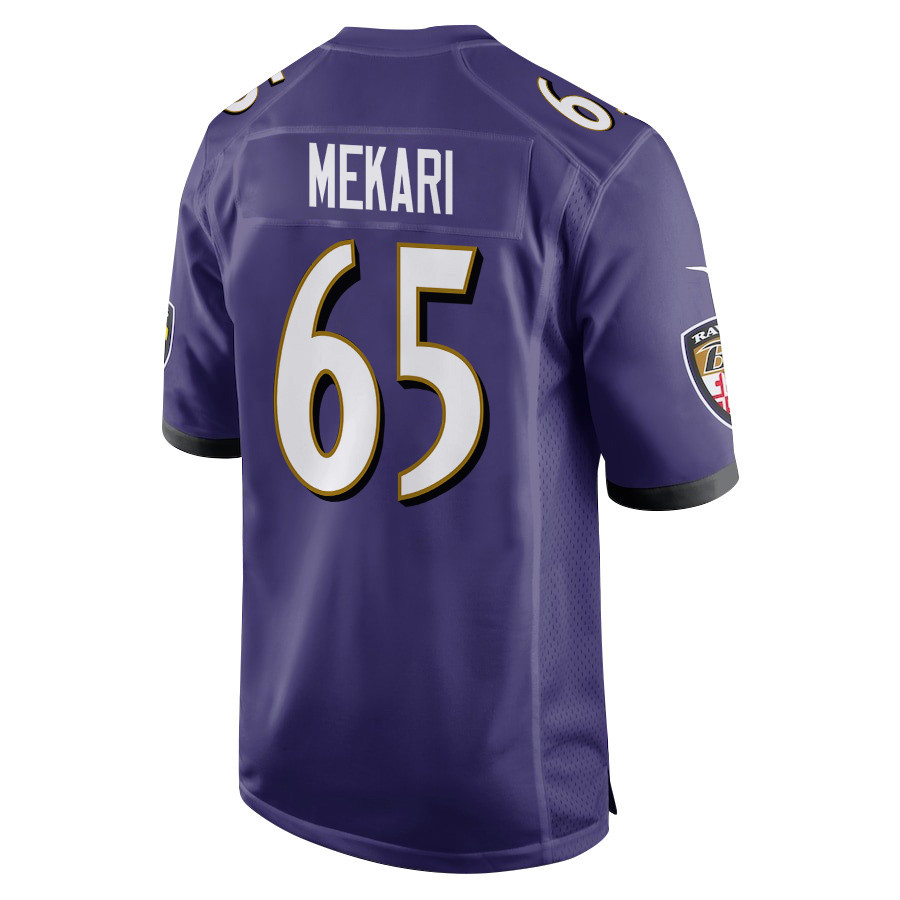 Patrick Mekari 65 Baltimore Ravens Super Bowl LIX New Orleans Patch Game Men Jersey - Purple