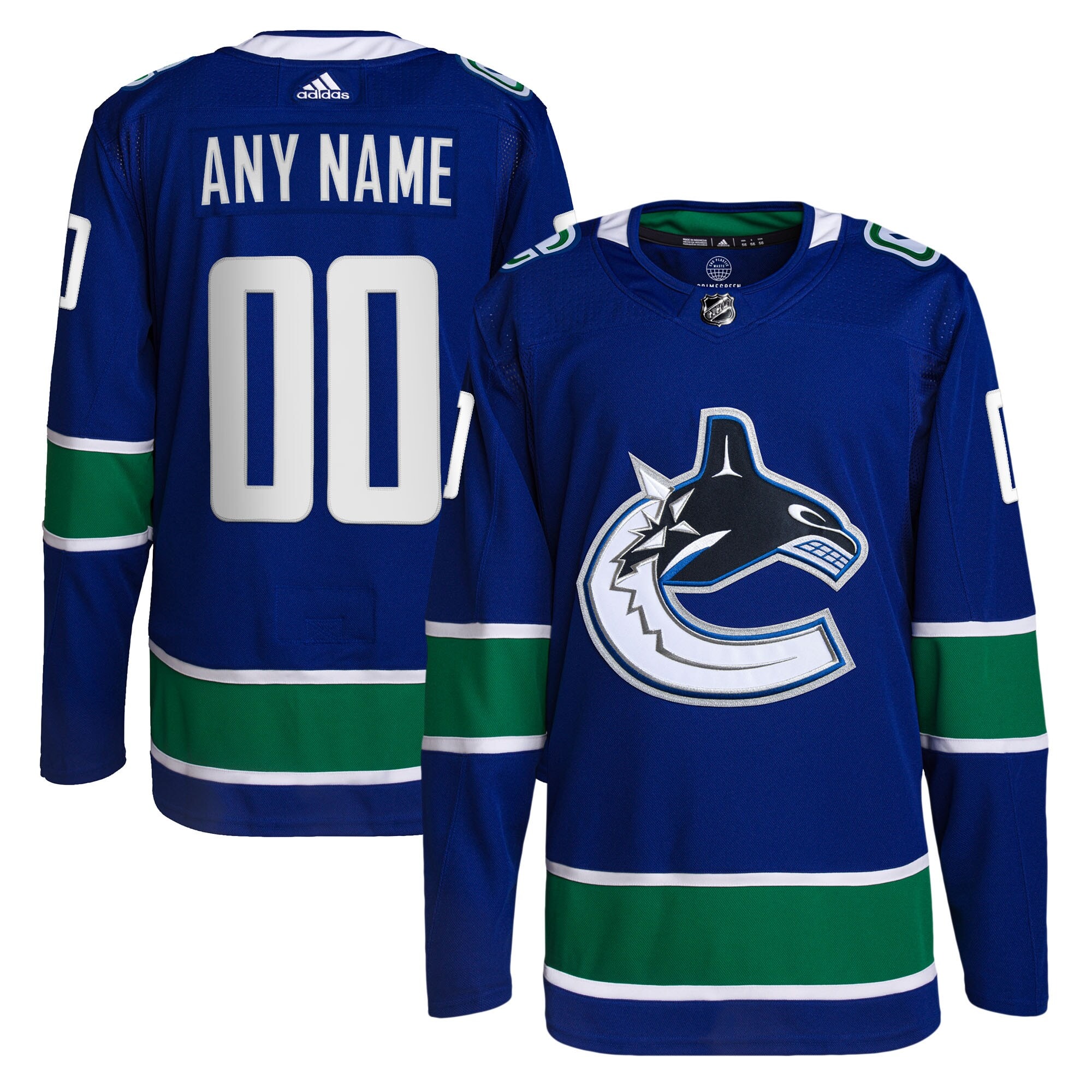 Vancouver Canucks adidas Home Primegreen Authentic Custom Jersey - Royal
