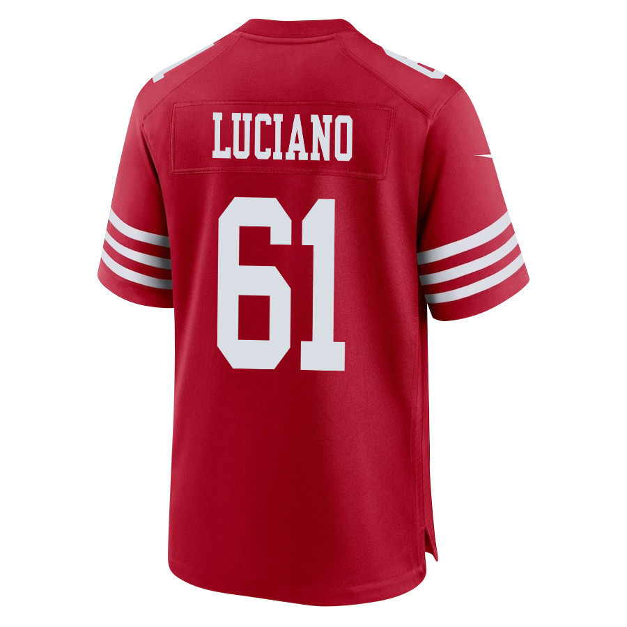 Corey Luciano 61 San Francisco 49ers Super Bowl LVIII Patch Game Men Jersey - Scarlet