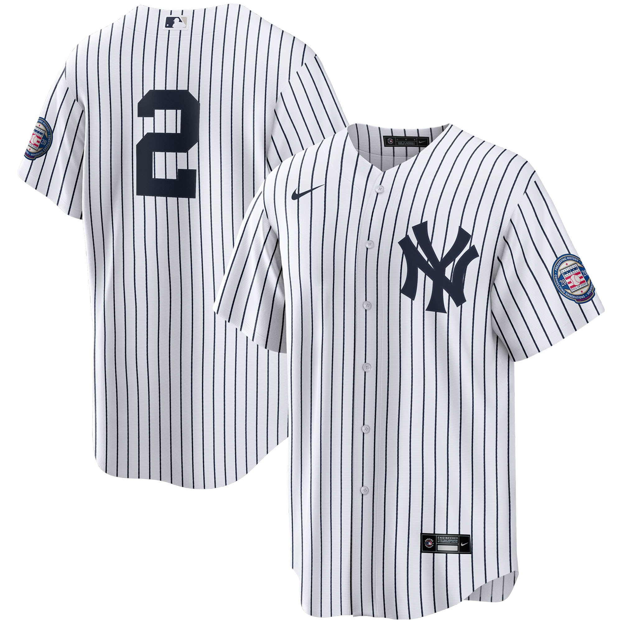 Derek Jeter New York Yankees 2020 Hall of Fame Induction Replica Jersey - White\/Navy