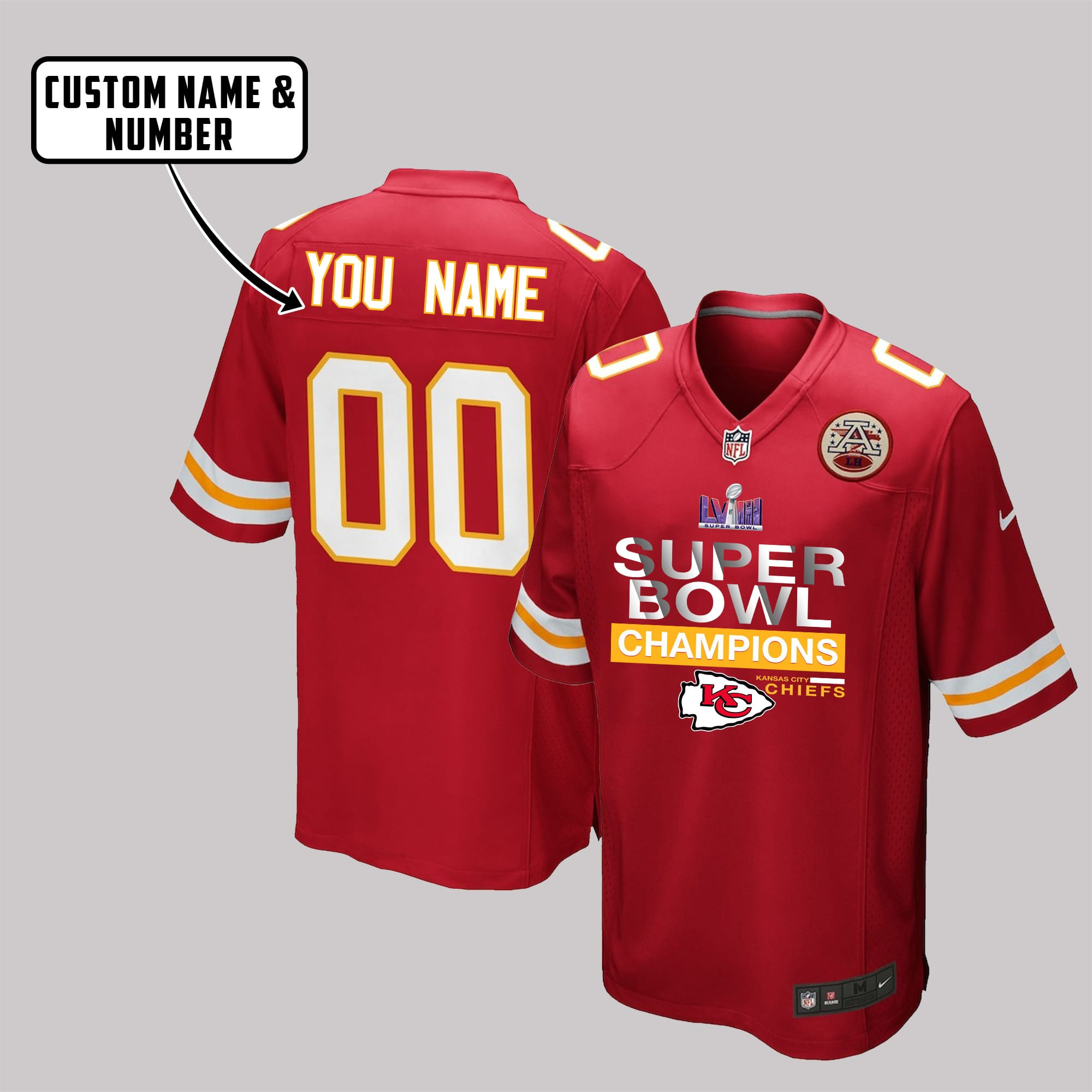 Kansas City Chiefs Super Bowl LVIII Game Style Jersey - Men, Red V1