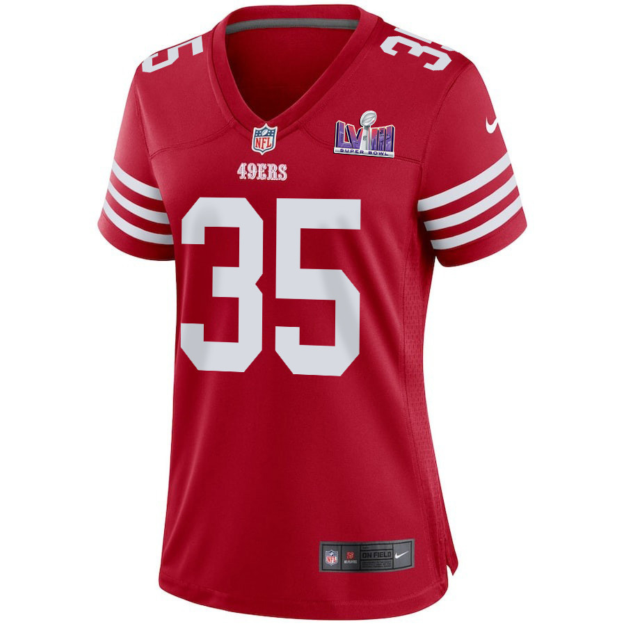 Erik Harris 35 San Francisco 49ers Super Bowl LVIII Patch Game Women Jersey - Scarlet