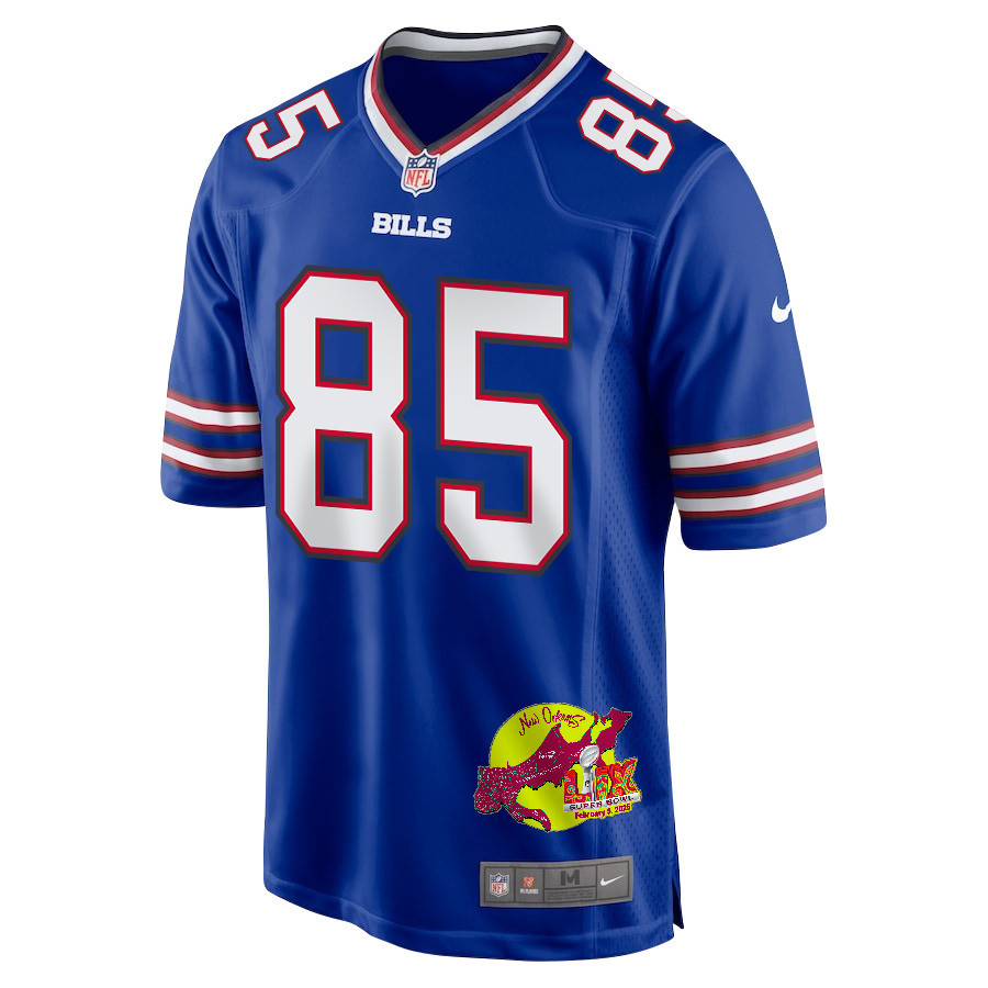 Quintin Morris 85 Buffalo Bills Super Bowl LIX New Orleans Patch Game Men Jersey - Royal