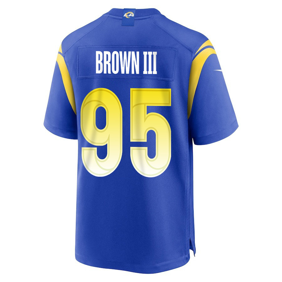 Bobby Brown III 95 Los Angeles Rams Super Bowl LIX New Orleans Patch Game Men Jersey - Royal