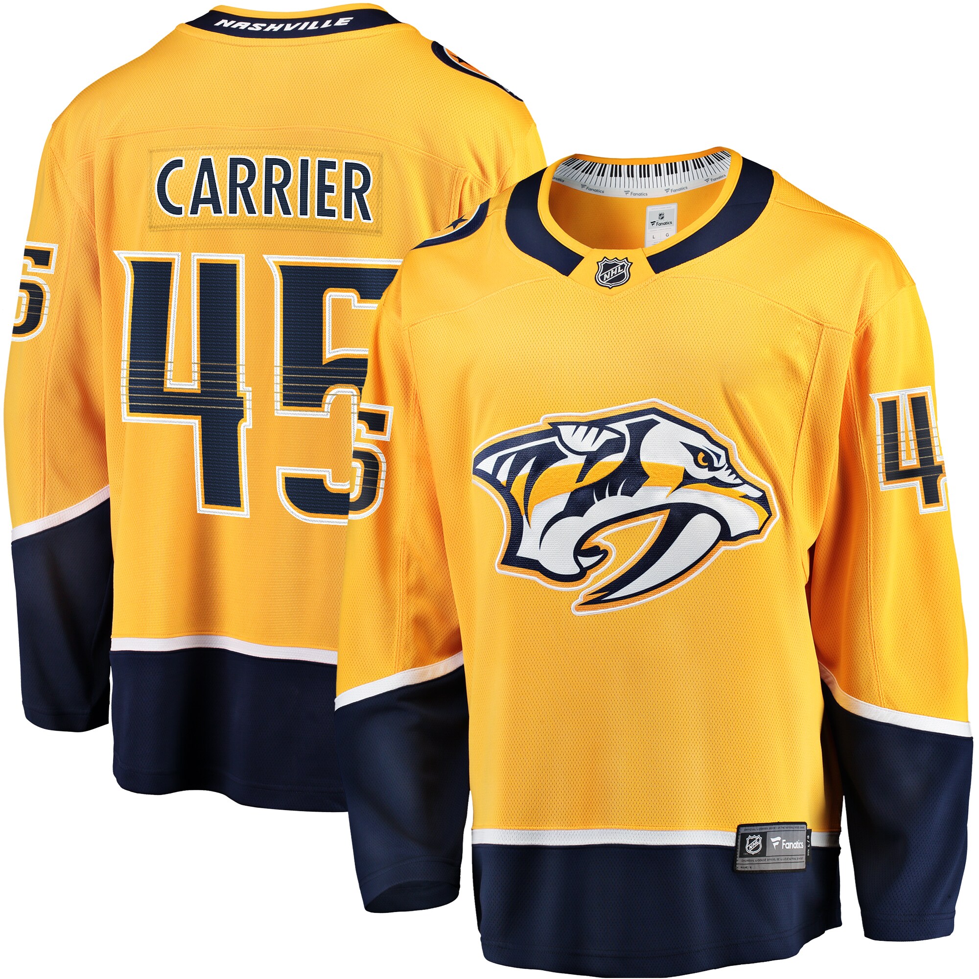 Alexandre Carrier Nashville Predators Fanatics Premier Breakaway Player Jersey - Gold