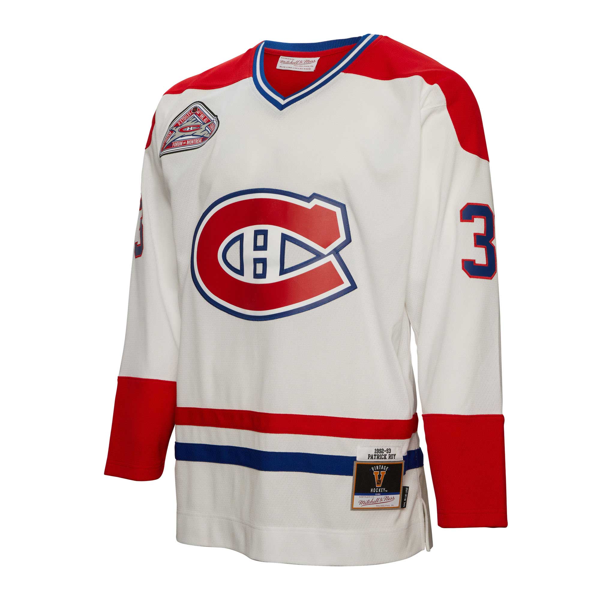 Patrick Roy Montreal Canadiens Mitchell & Ness 1992\/93 Blue Line Player Jersey - White